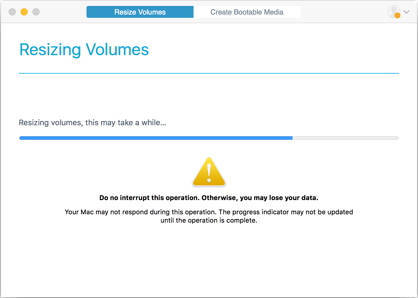 Paragon CampTune. Dowolnie zmieniaj rozmiar woluminów. Zrzut ekranu.