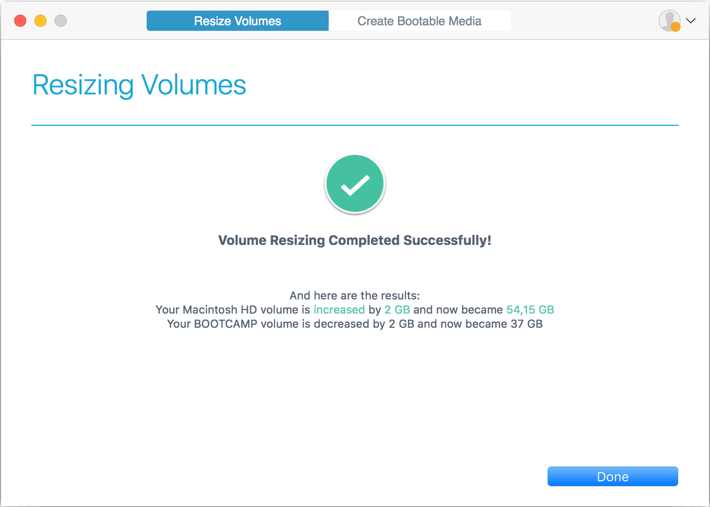 Paragon CampTune. Zwiększaj lub zmniejszaj partycje. Zrzut ekranu.